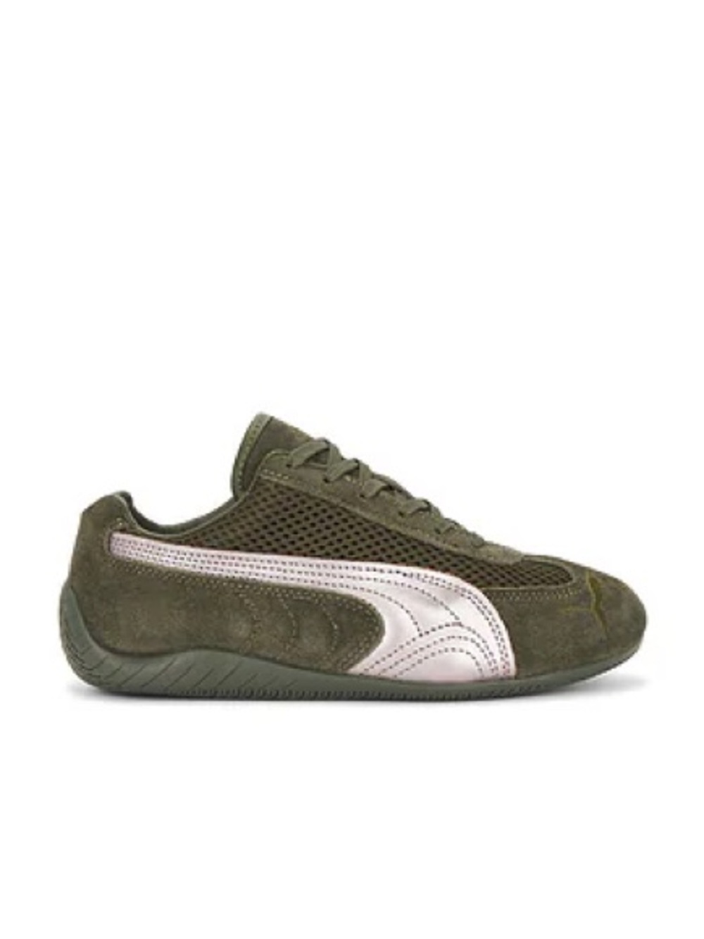 Puma Speedcat Sneaker in Dark Olive and Matte Silver